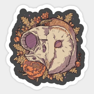 Autumn Barn Owl Skull Sticker